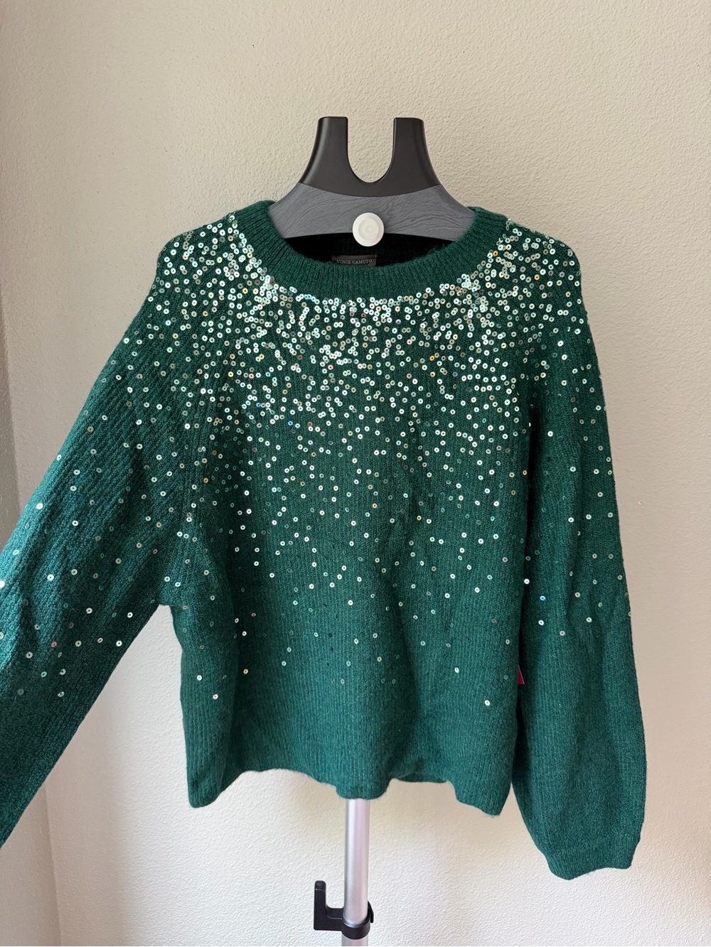 Vince Camuto Green Sequin Crewneck Sweater - Women